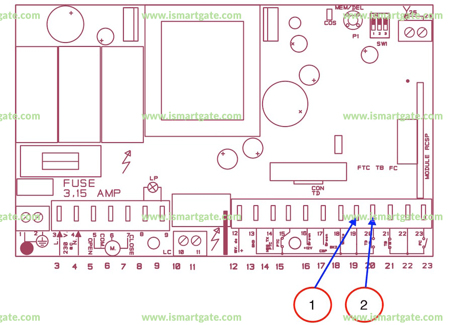 Wiring diagram for TELECO Mydoor Basic